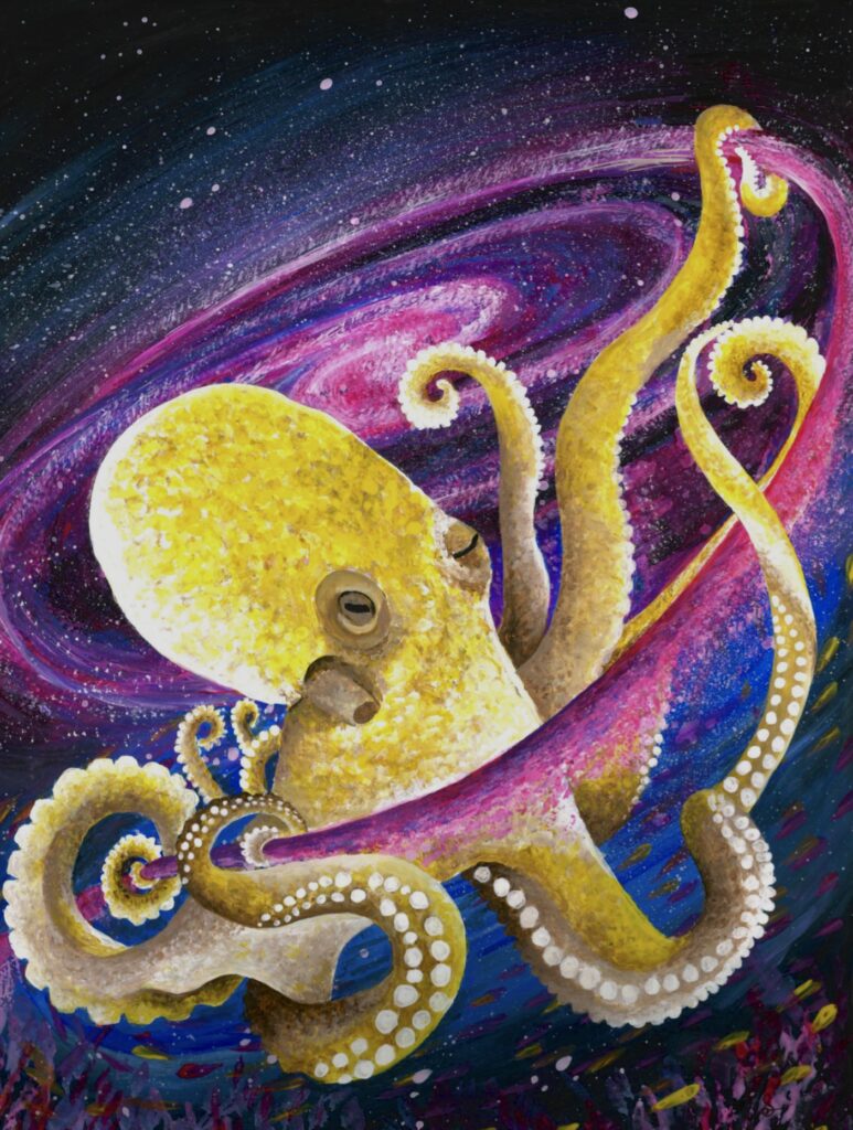 Octopuses, Brains and the Magic of Emergence with Leenoy Meshulam, painting by Sasini Wickramatunga